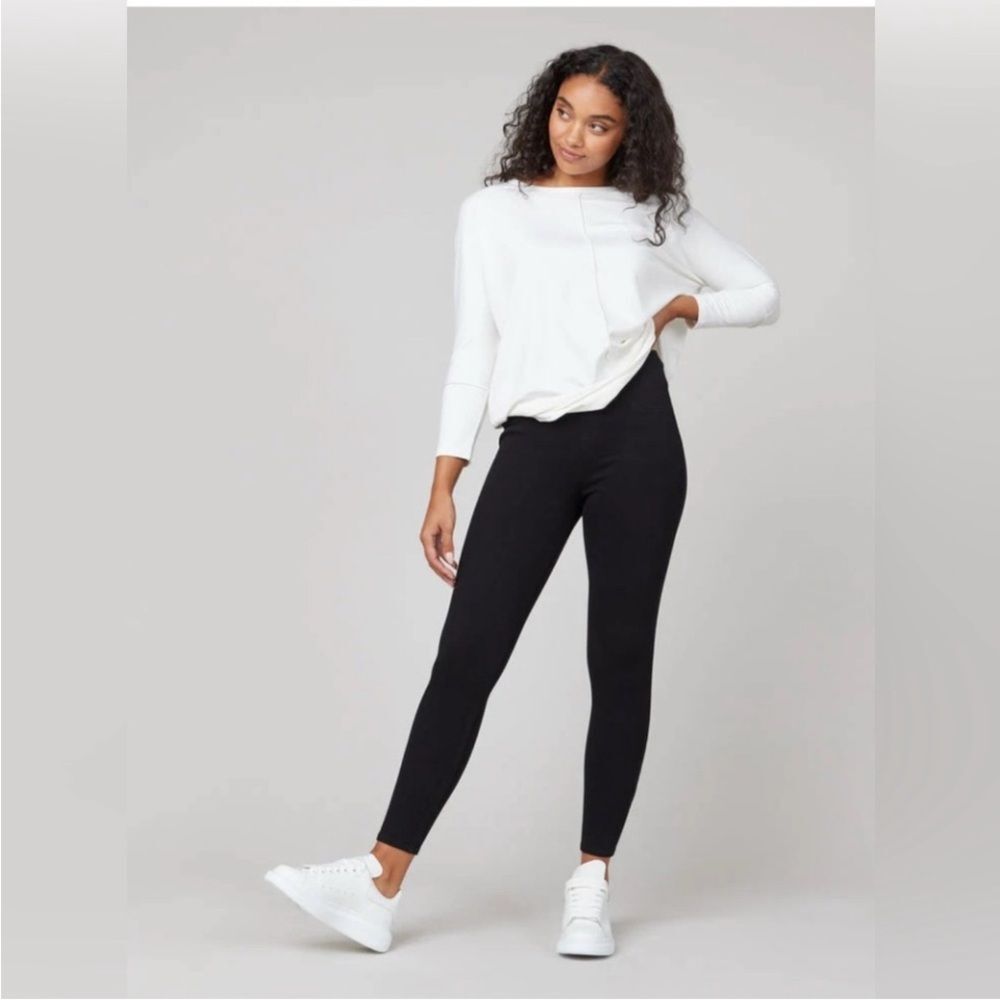 Spanx JeanIsh Women's Large Black  Pull On Skinny Stretch Shaping Leggings